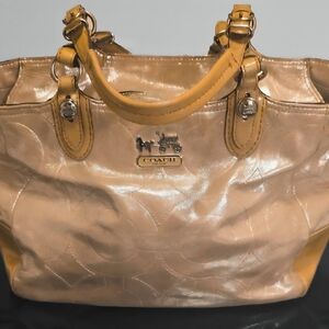 COACH MIA EMBOSSED GOLD/NUDE SHIMMERING LEATHER BAG - VERY UNIQUE!